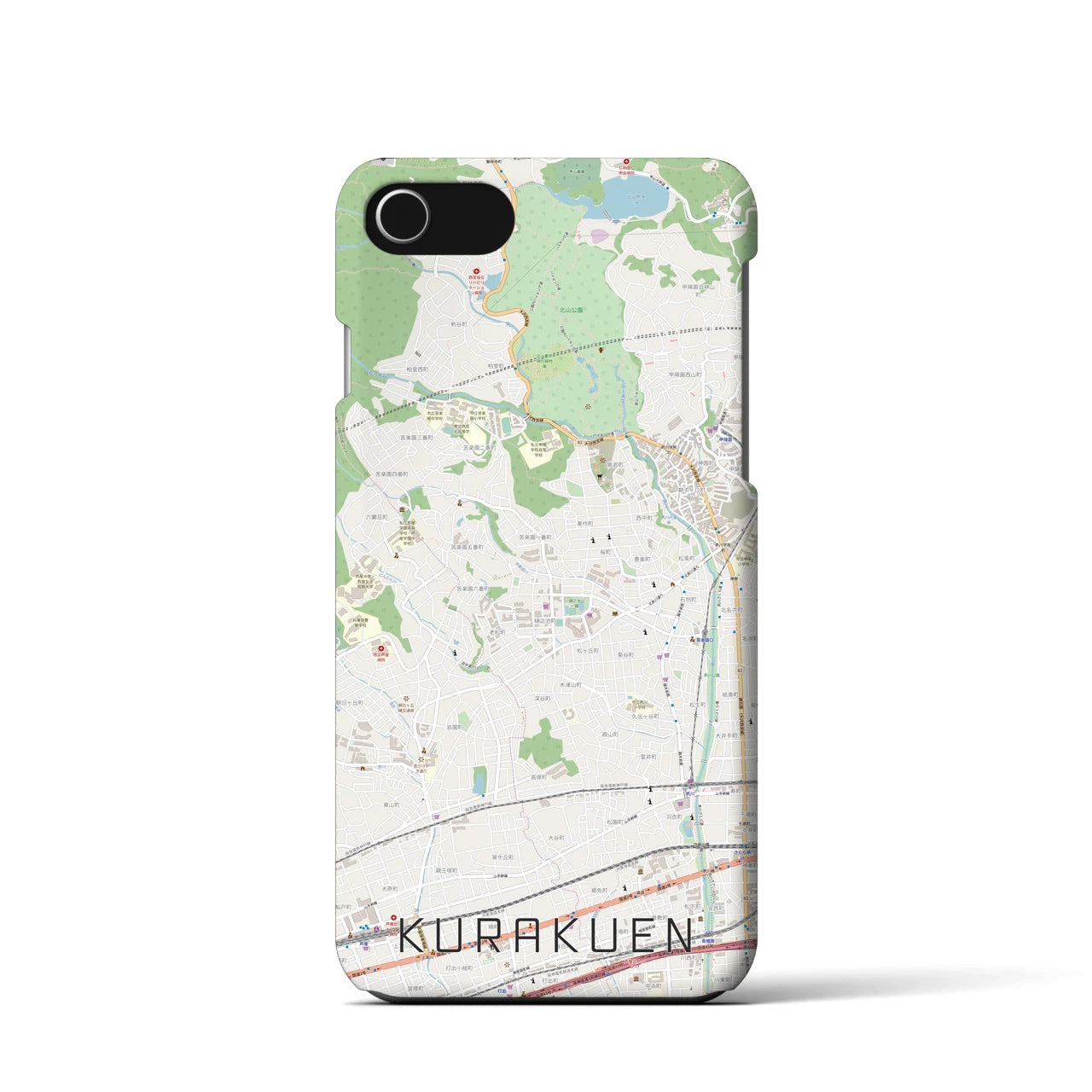 【苦楽園(兵庫県)】地図柄iPhoneケース(バックカバータイプ)