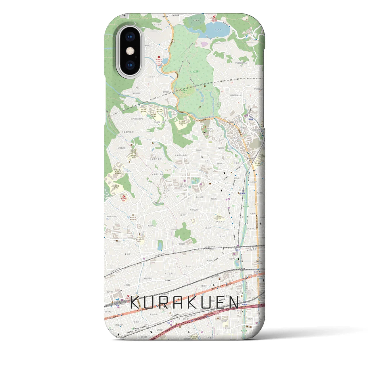 【苦楽園(兵庫県)】地図柄iPhoneケース(バックカバータイプ)