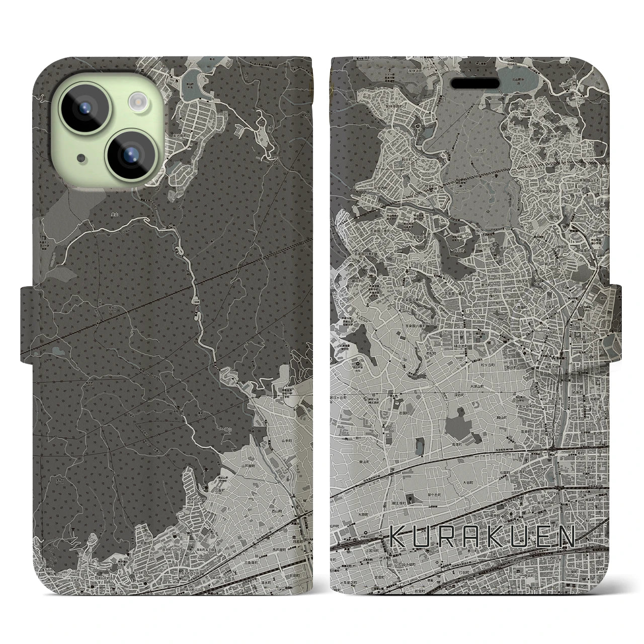 【苦楽園(兵庫県)】地図柄iPhoneケース(手帳タイプ)