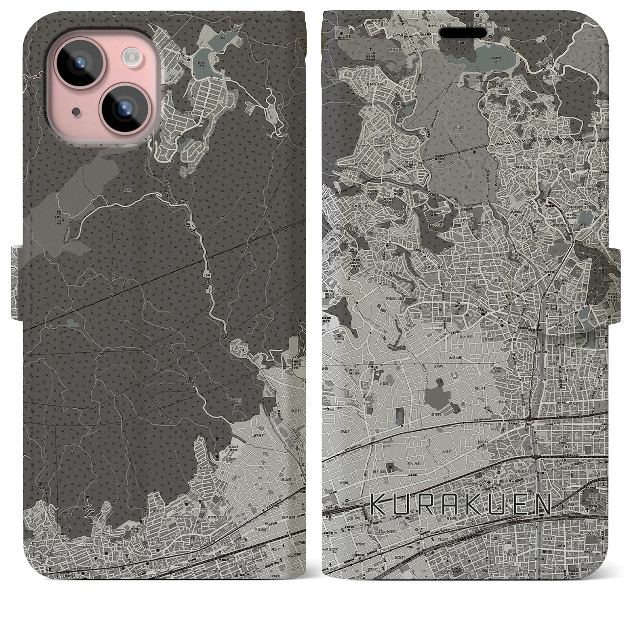 【苦楽園(兵庫県)】地図柄iPhoneケース(手帳タイプ)