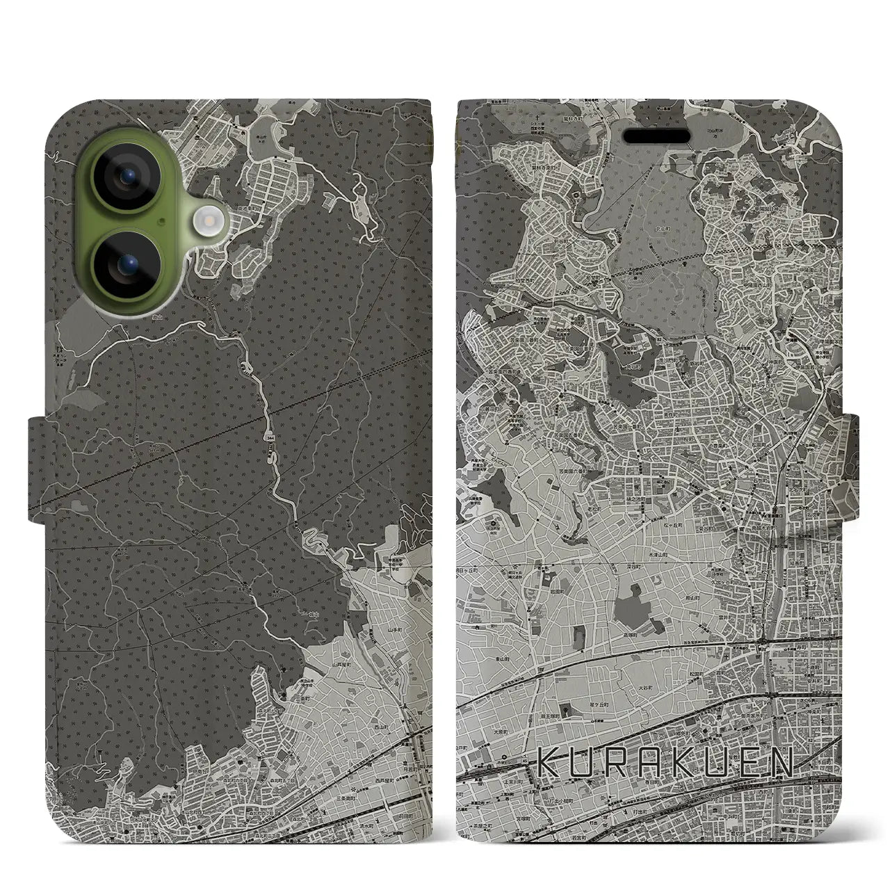 【苦楽園(兵庫県)】地図柄iPhoneケース(手帳タイプ)