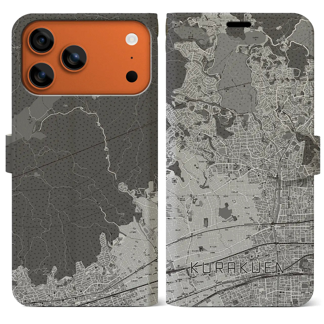 【苦楽園(兵庫県)】地図柄iPhoneケース(手帳タイプ)