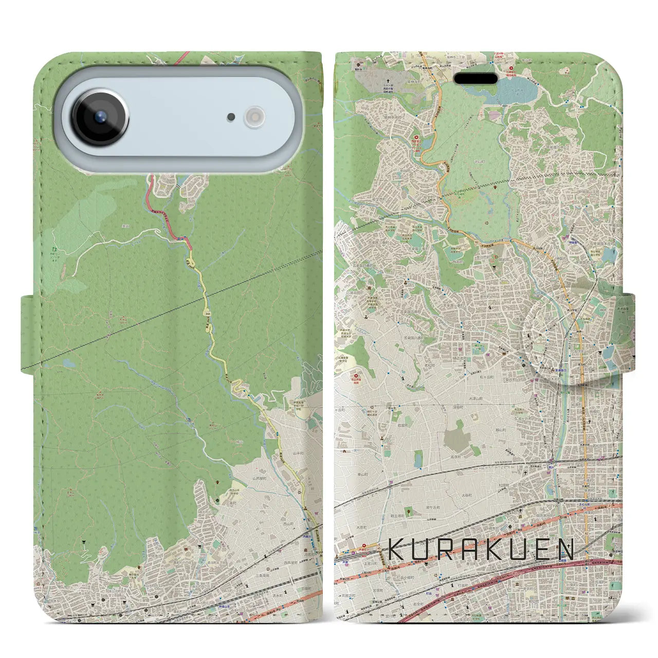 【苦楽園(兵庫県)】地図柄iPhoneケース(手帳タイプ)