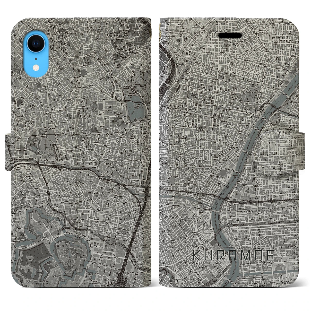 【蔵前(東京都)】地図柄iPhoneケース(手帳タイプ)モノトーン・iPhone XR 用
