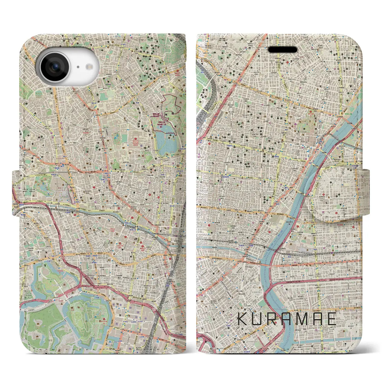 【蔵前(東京都)】地図柄iPhoneケース(手帳タイプ)