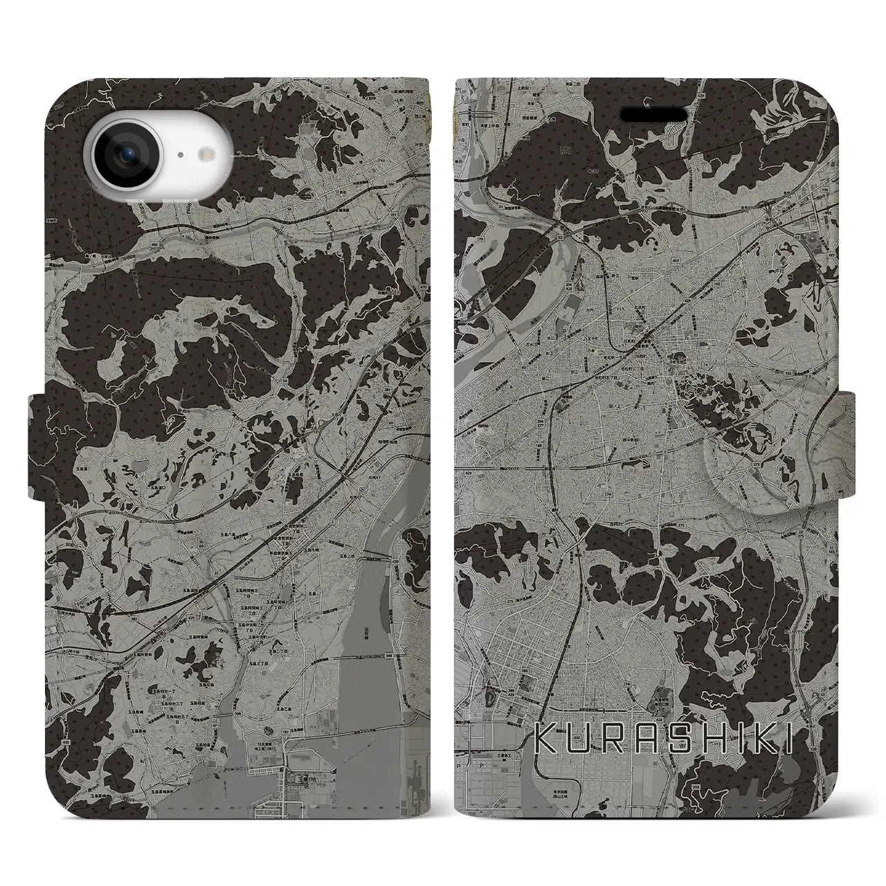 【倉敷(岡山県)】地図柄iPhoneケース(手帳タイプ)