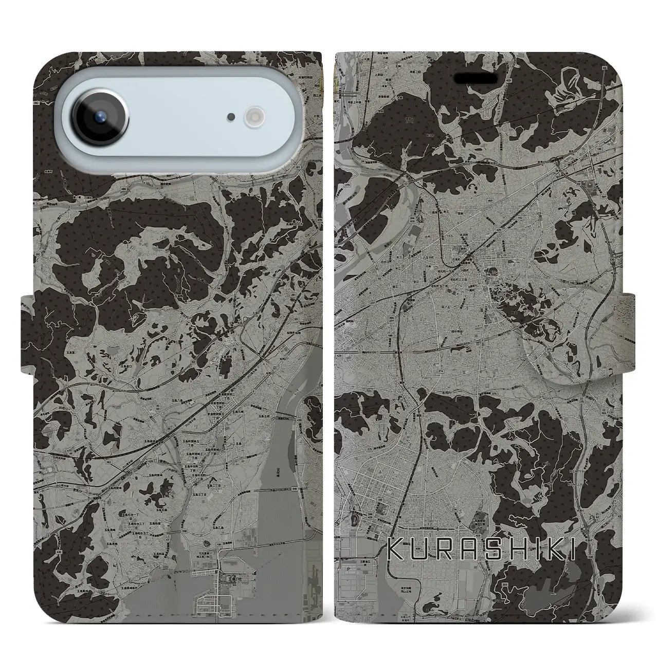 【倉敷(岡山県)】地図柄iPhoneケース(手帳タイプ)