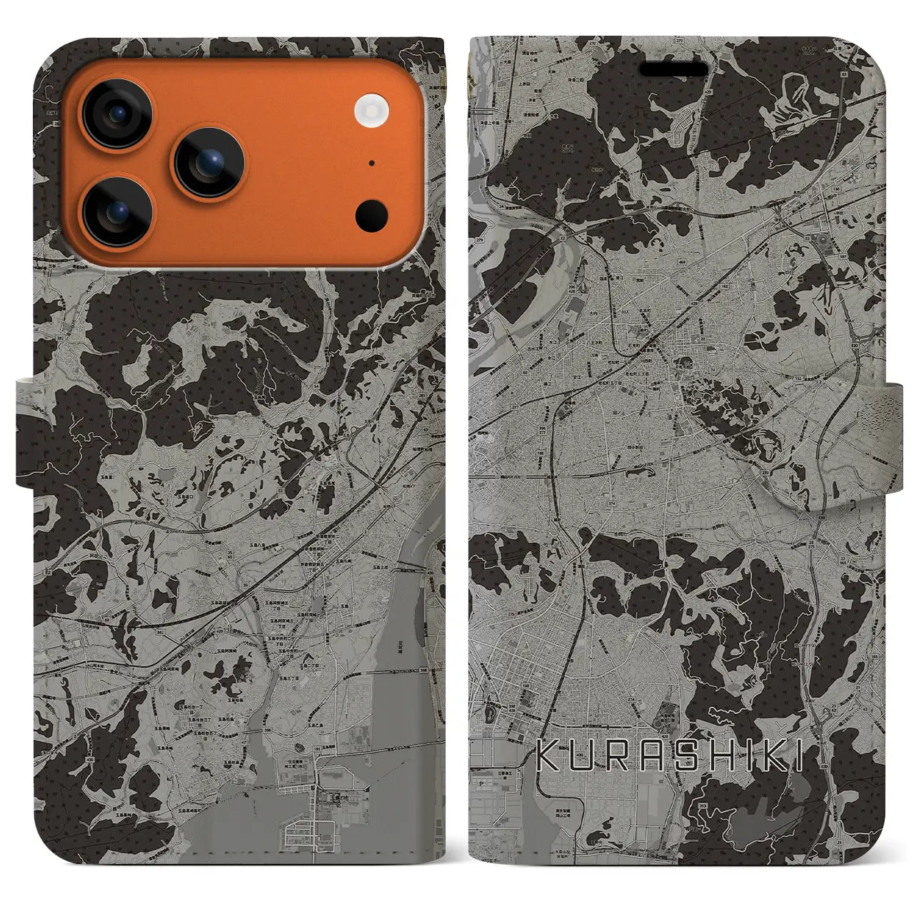 【倉敷(岡山県)】地図柄iPhoneケース(手帳タイプ)