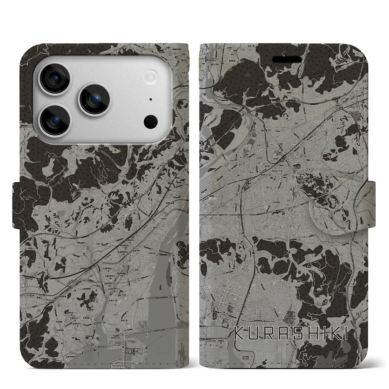 【倉敷(岡山県)】地図柄iPhoneケース(手帳タイプ)