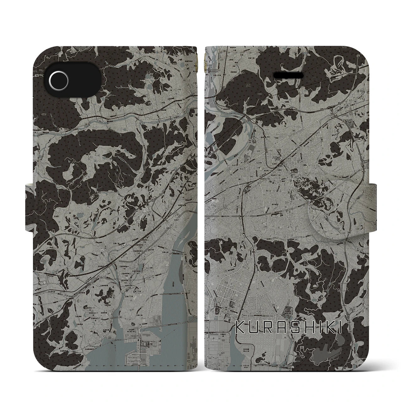 【倉敷(岡山県)】地図柄iPhoneケース(手帳タイプ)