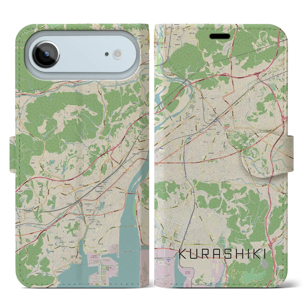 【倉敷(岡山県)】地図柄iPhoneケース(手帳タイプ)