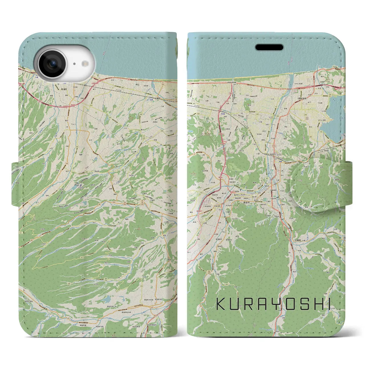 【倉吉(鳥取県)】地図柄iPhoneケース(手帳タイプ)