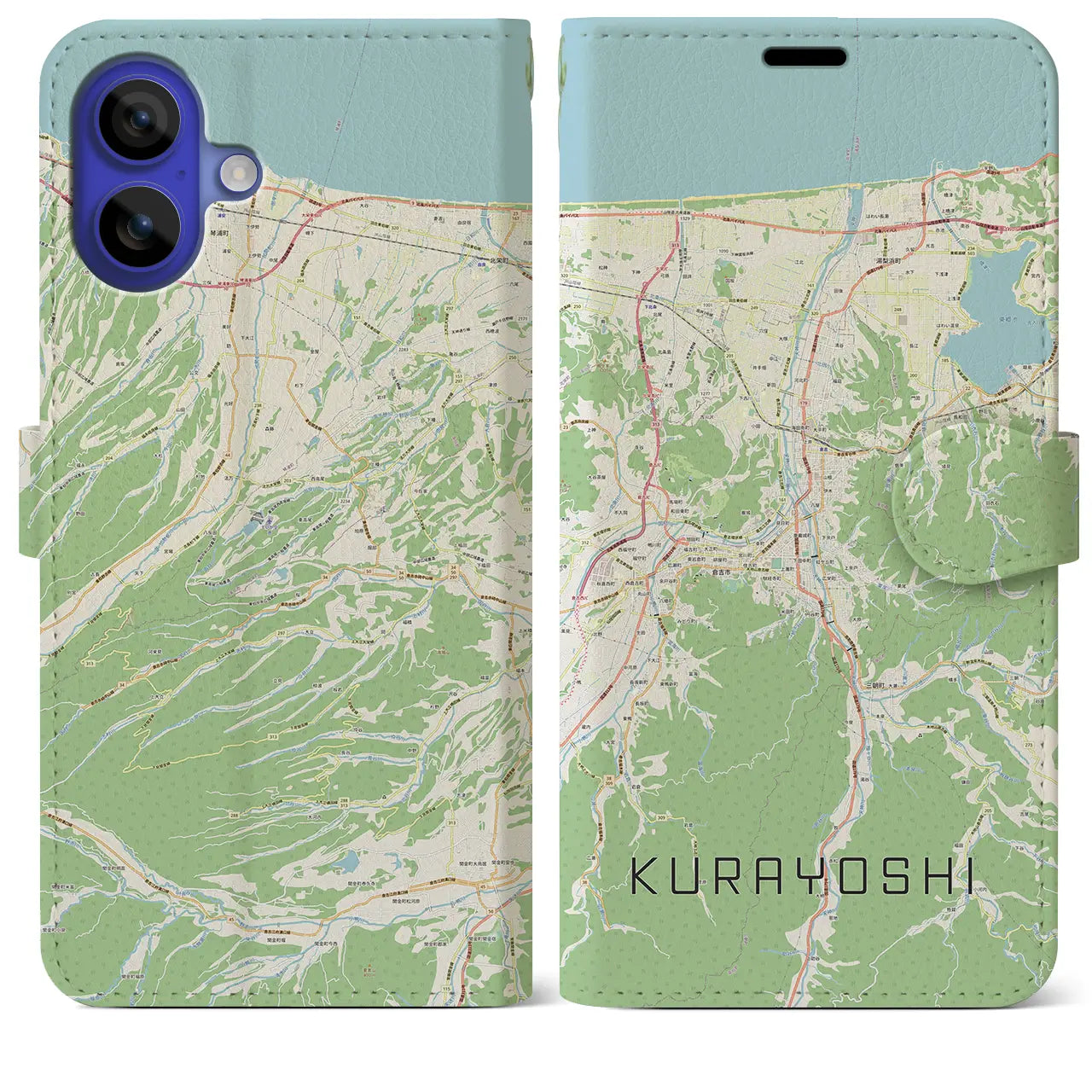 【倉吉(鳥取県)】地図柄iPhoneケース(手帳タイプ)ナチュラル・iPhone 16 Pro Max 用