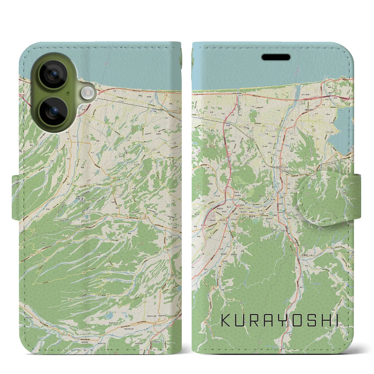 【倉吉(鳥取県)】地図柄iPhoneケース(手帳タイプ)モノトーン・iPhone 17 Pro Max 用