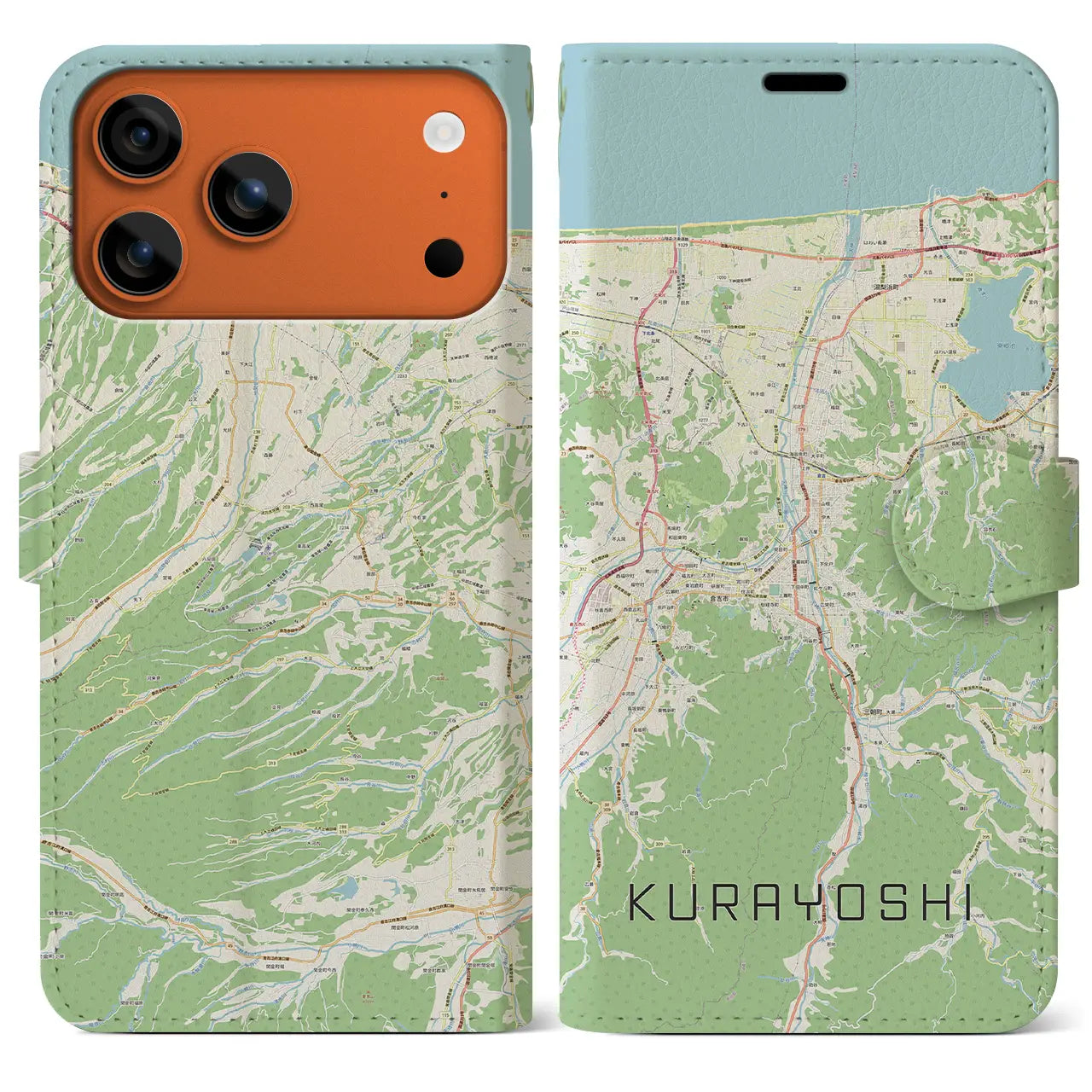 【倉吉(鳥取県)】地図柄iPhoneケース(手帳タイプ)