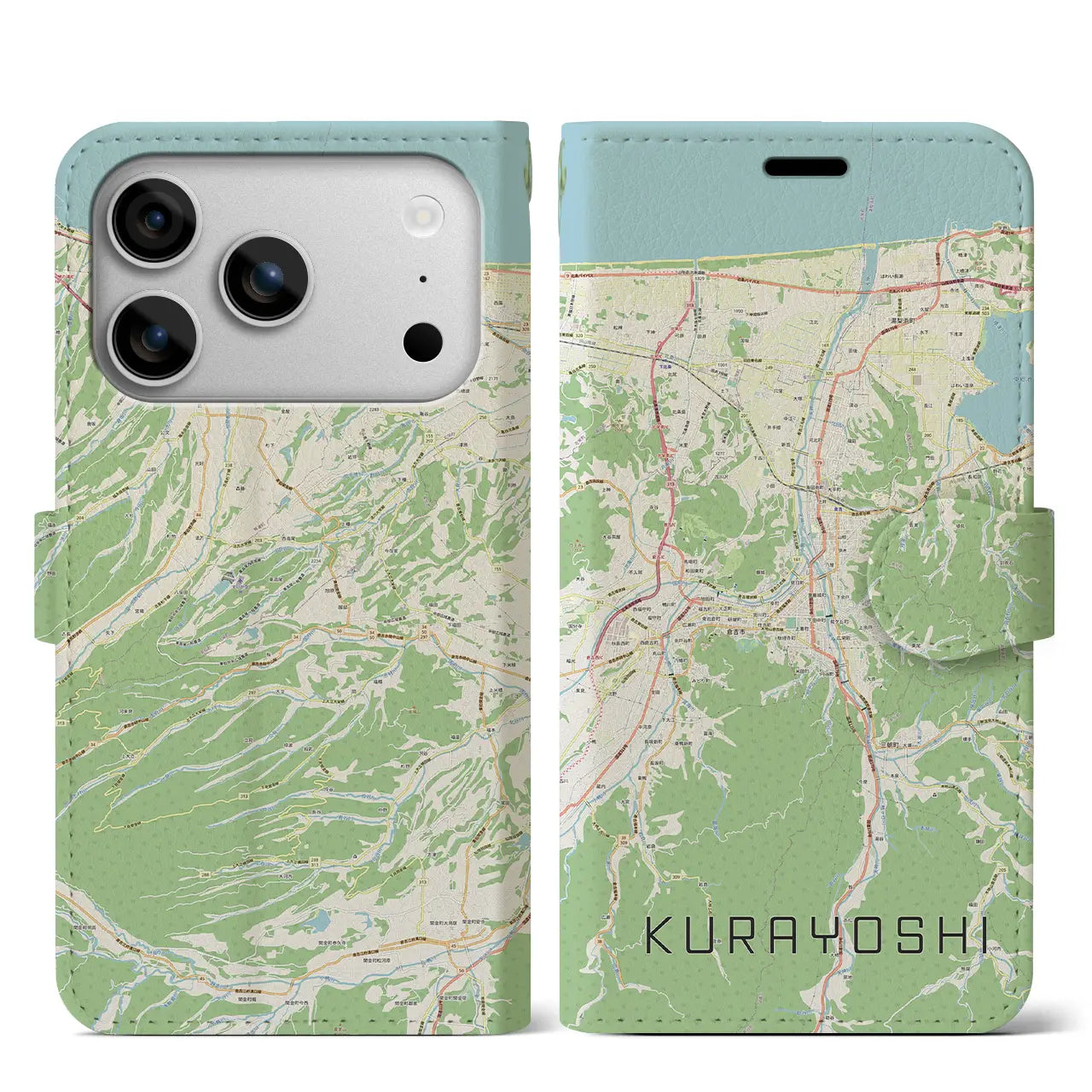 【倉吉(鳥取県)】地図柄iPhoneケース(手帳タイプ)ナチュラル・iPhone 17 Pro Max 用