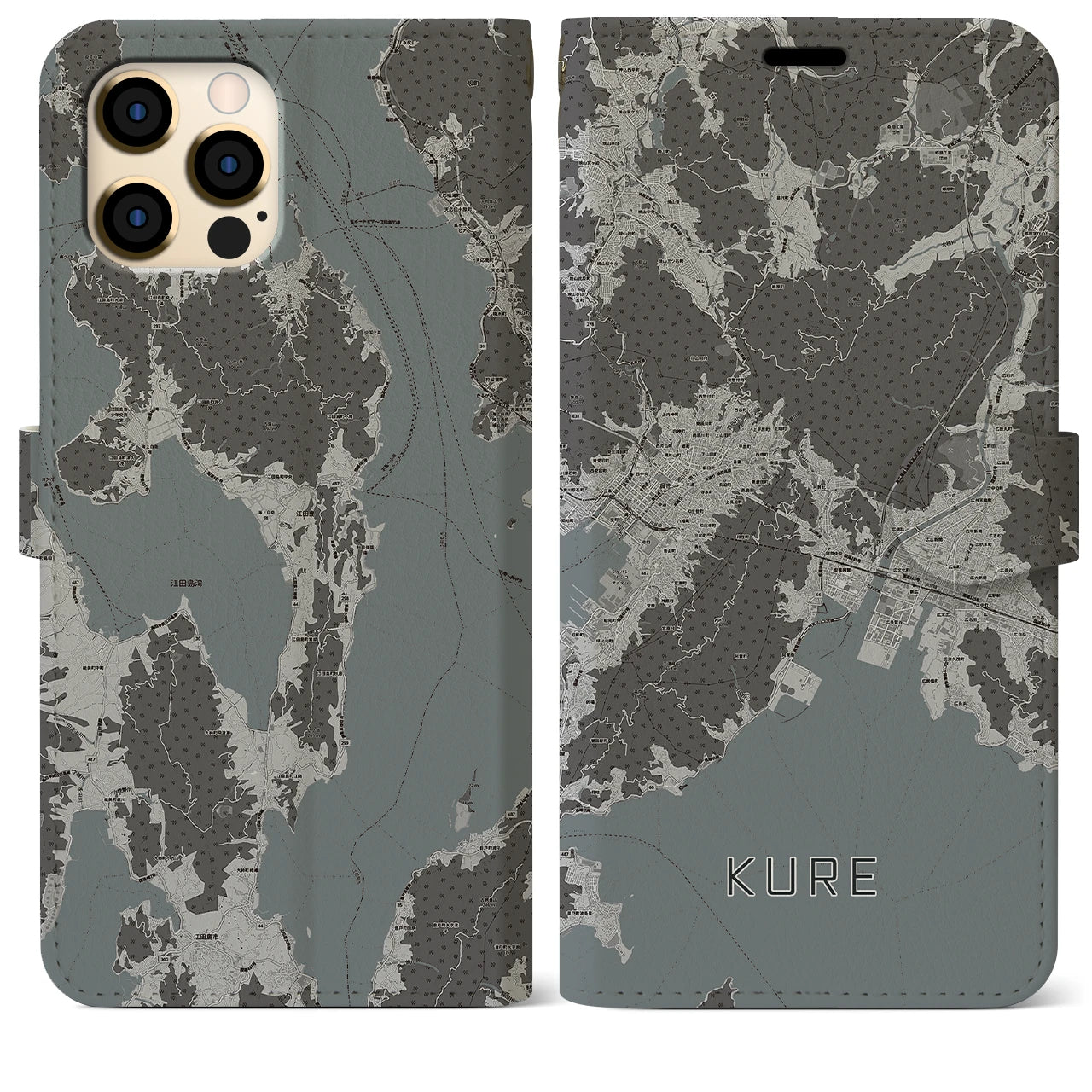 【呉(広島県)】地図柄iPhoneケース(手帳タイプ)