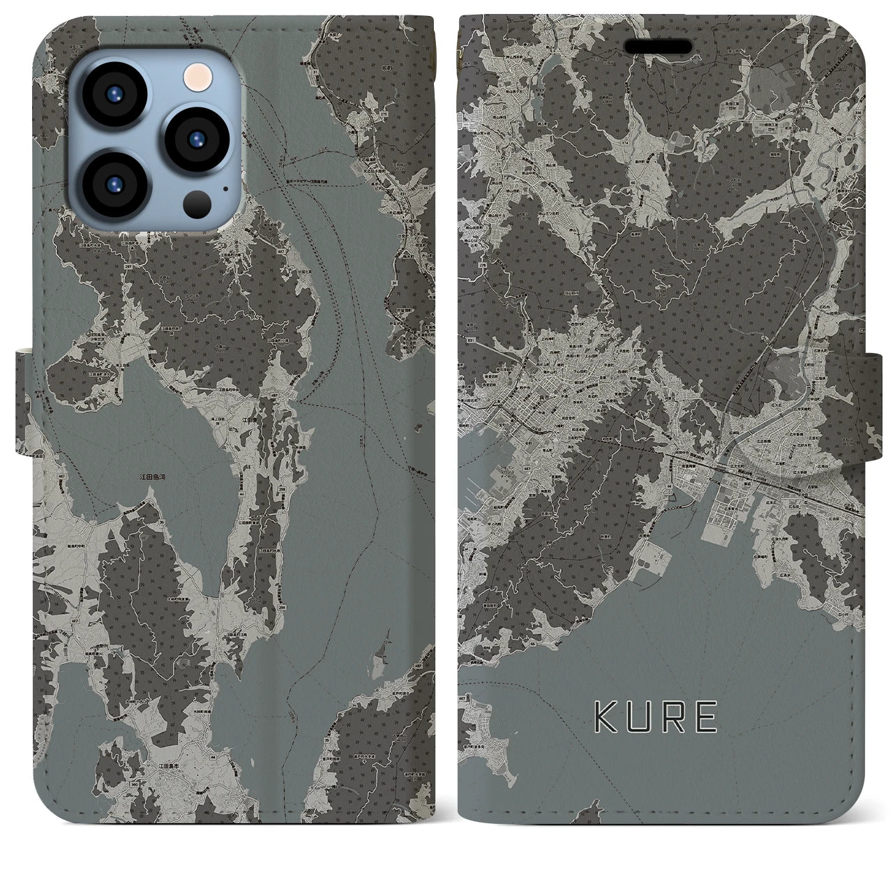 【呉(広島県)】地図柄iPhoneケース(手帳タイプ)