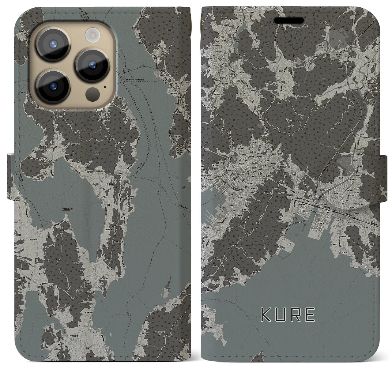 【呉(広島県)】地図柄iPhoneケース(手帳タイプ)