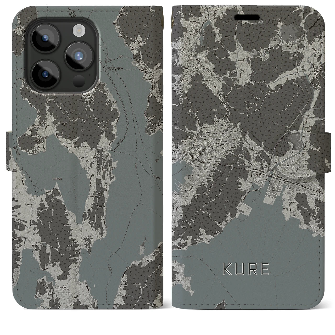 【呉(広島県)】地図柄iPhoneケース(手帳タイプ)