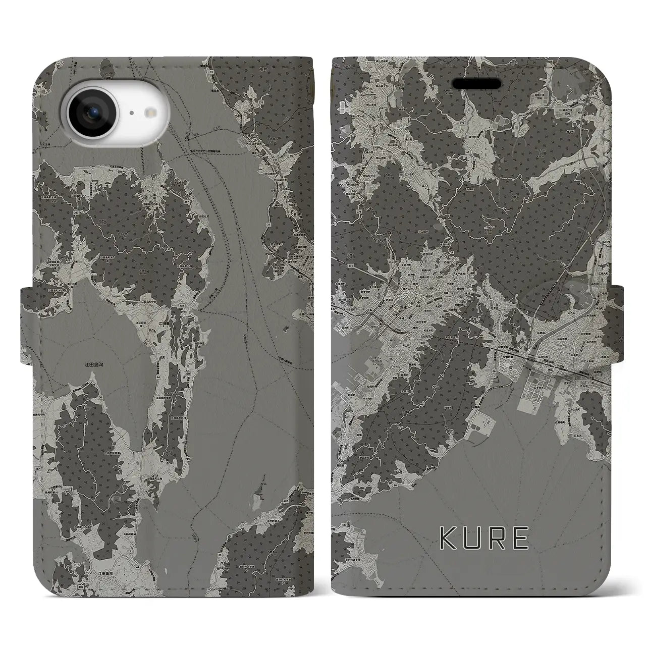 【呉(広島県)】地図柄iPhoneケース(手帳タイプ)