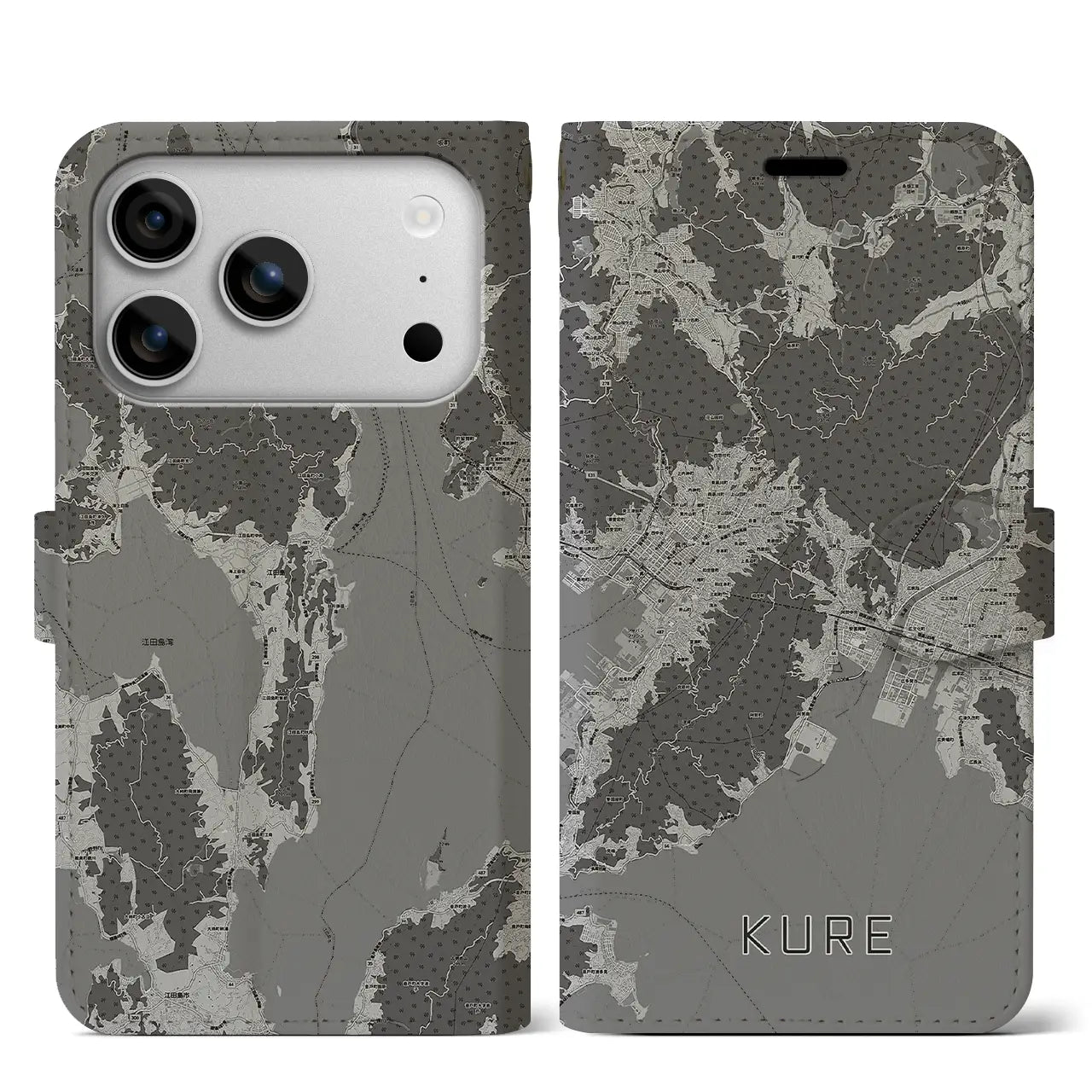 【呉(広島県)】地図柄iPhoneケース(手帳タイプ)