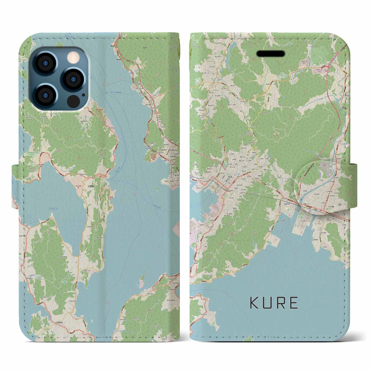 【呉(広島県)】地図柄iPhoneケース(手帳タイプ)