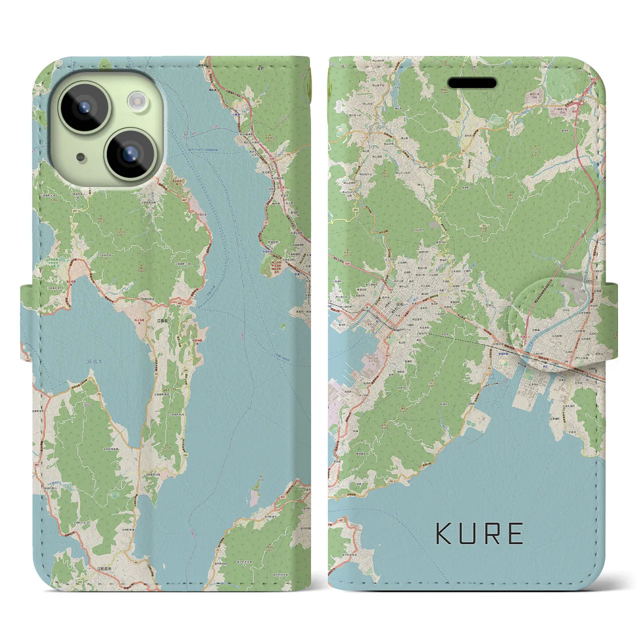 【呉(広島県)】地図柄iPhoneケース(手帳タイプ)