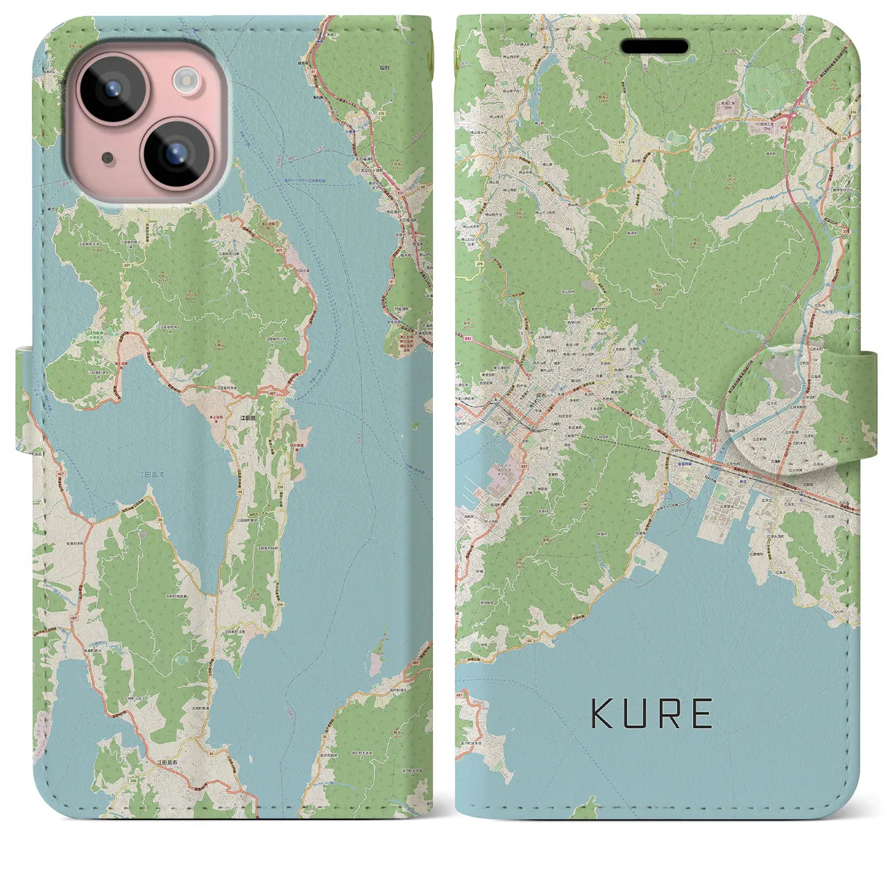 【呉(広島県)】地図柄iPhoneケース(手帳タイプ)