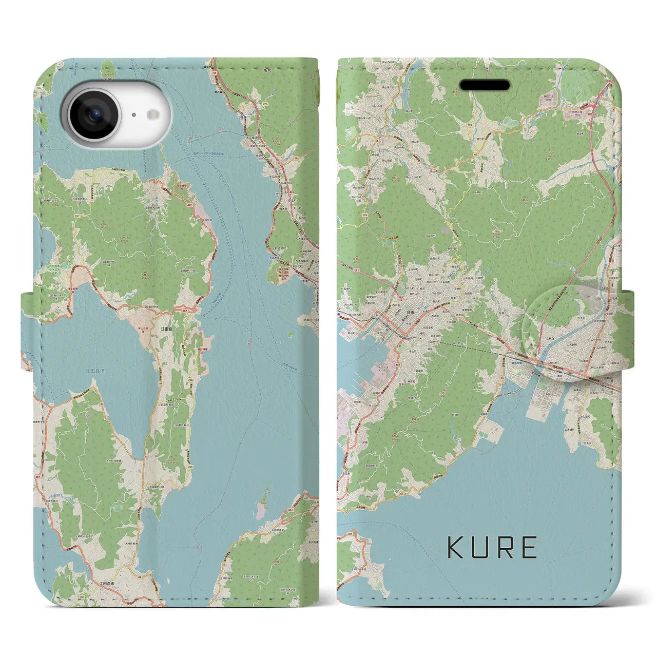 【呉(広島県)】地図柄iPhoneケース(手帳タイプ)