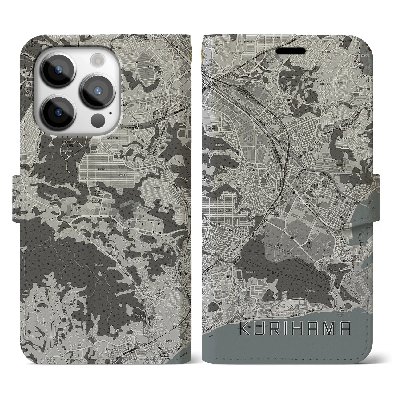 【久里浜(神奈川県)】地図柄iPhoneケース(手帳タイプ)