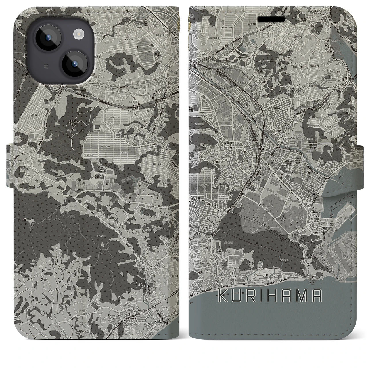 【久里浜(神奈川県)】地図柄iPhoneケース(手帳タイプ)