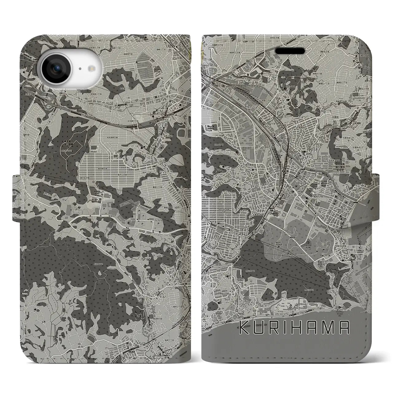 【久里浜(神奈川県)】地図柄iPhoneケース(手帳タイプ)