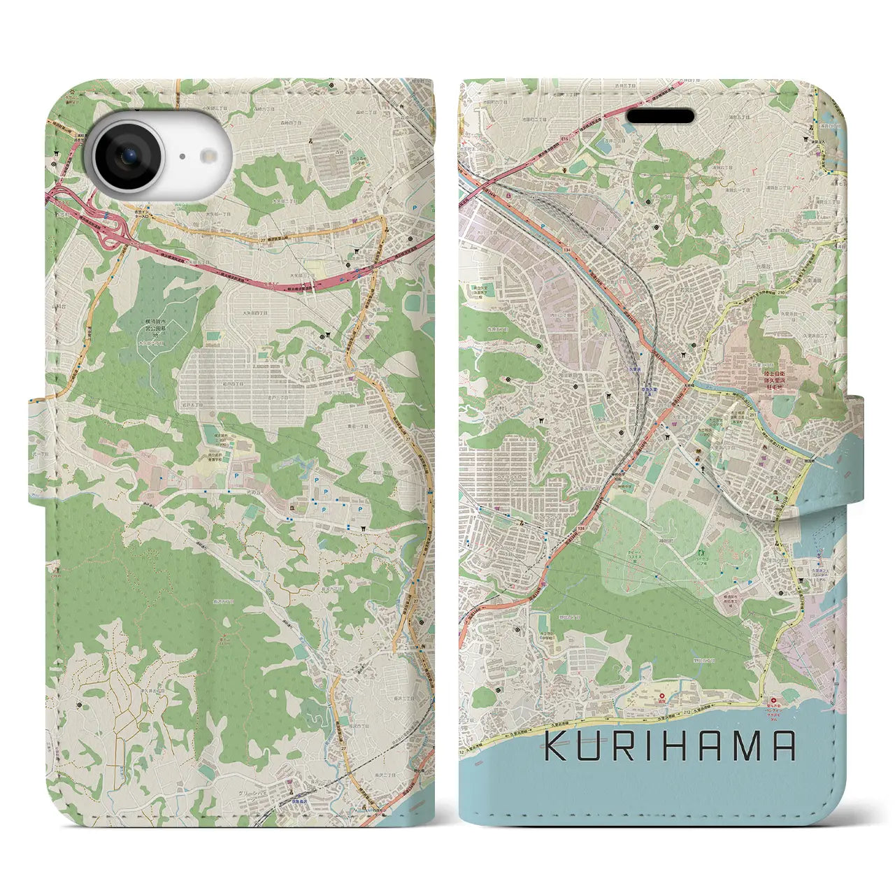【久里浜(神奈川県)】地図柄iPhoneケース(手帳タイプ)