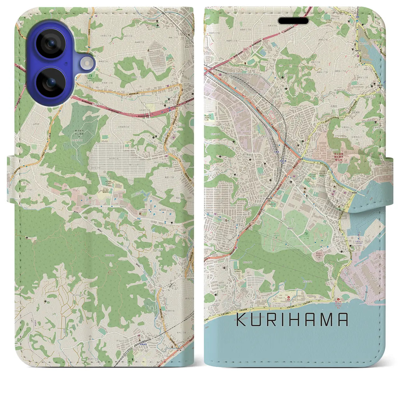 【久里浜(神奈川県)】地図柄iPhoneケース(手帳タイプ)