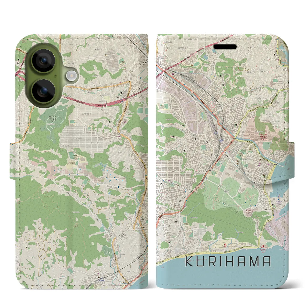 【久里浜(神奈川県)】地図柄iPhoneケース(手帳タイプ)