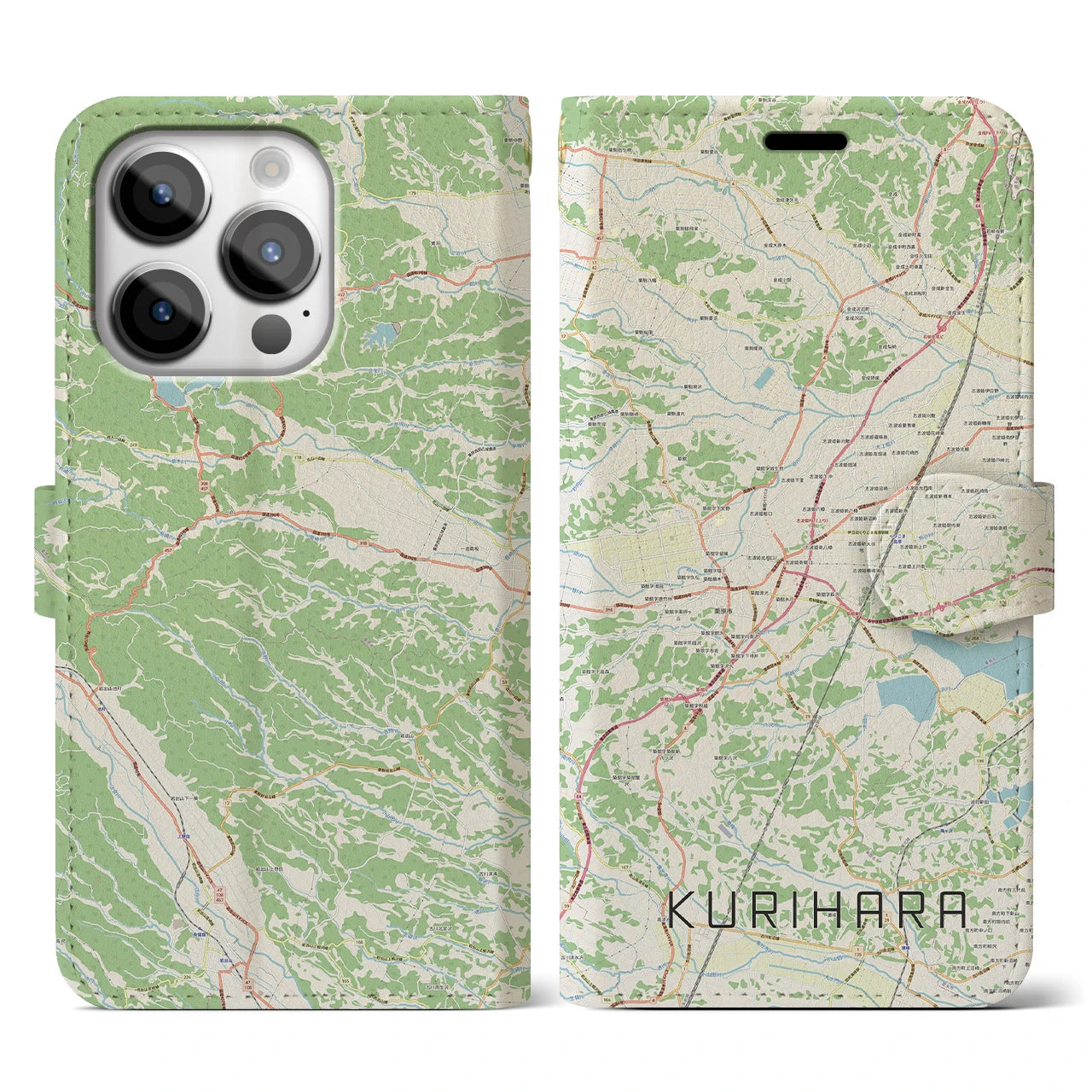 【栗原(宮城県)】地図柄iPhoneケース(手帳タイプ)