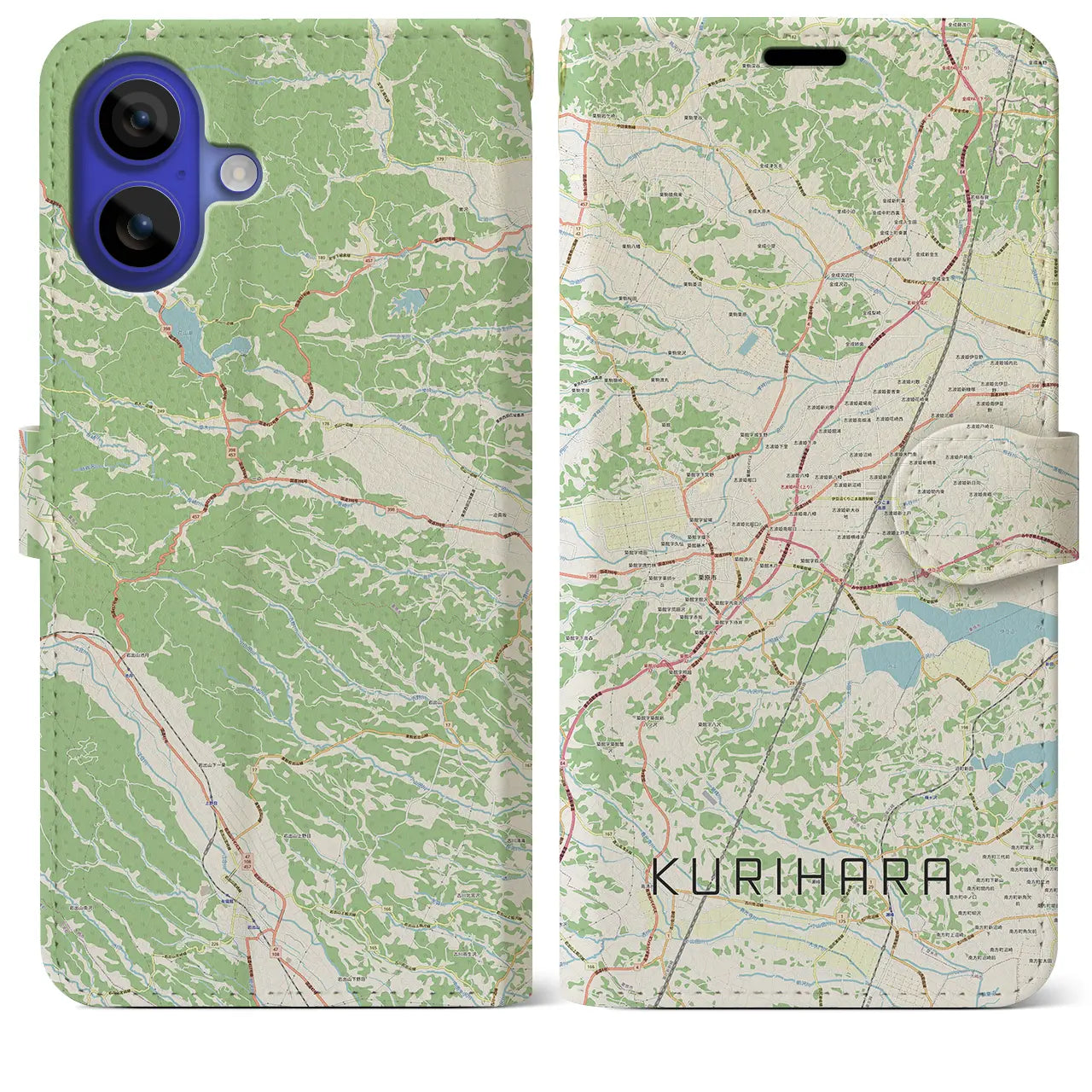 【栗原(宮城県)】地図柄iPhoneケース(手帳タイプ)