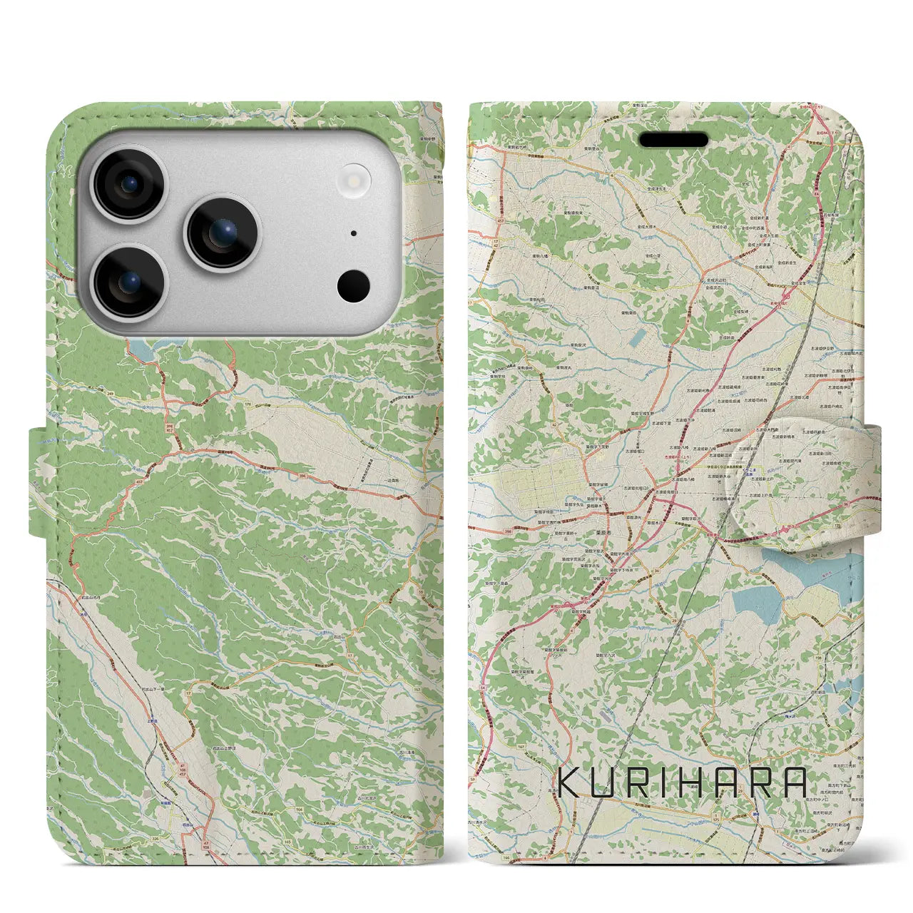 【栗原(宮城県)】地図柄iPhoneケース(手帳タイプ)