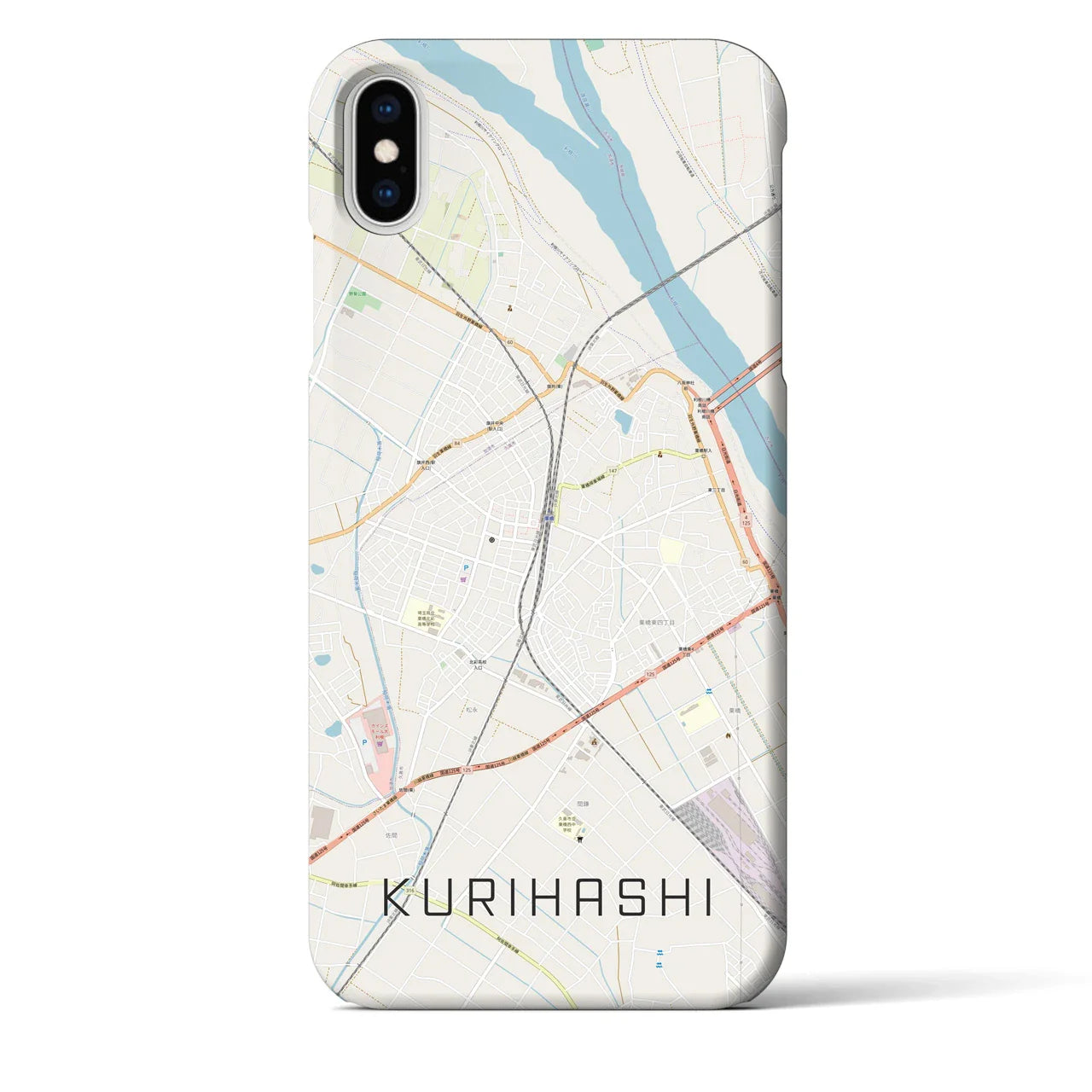 【栗橋(埼玉県)】地図柄iPhoneケース(バックカバータイプ)