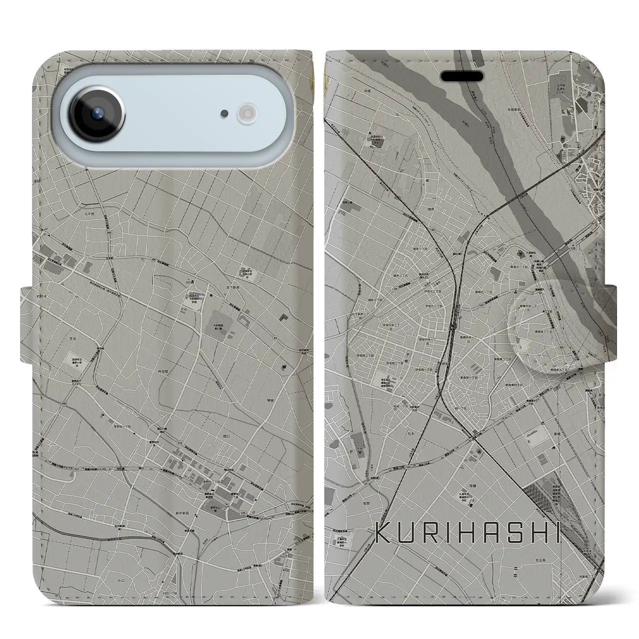 【栗橋(埼玉県)】地図柄iPhoneケース(手帳タイプ)