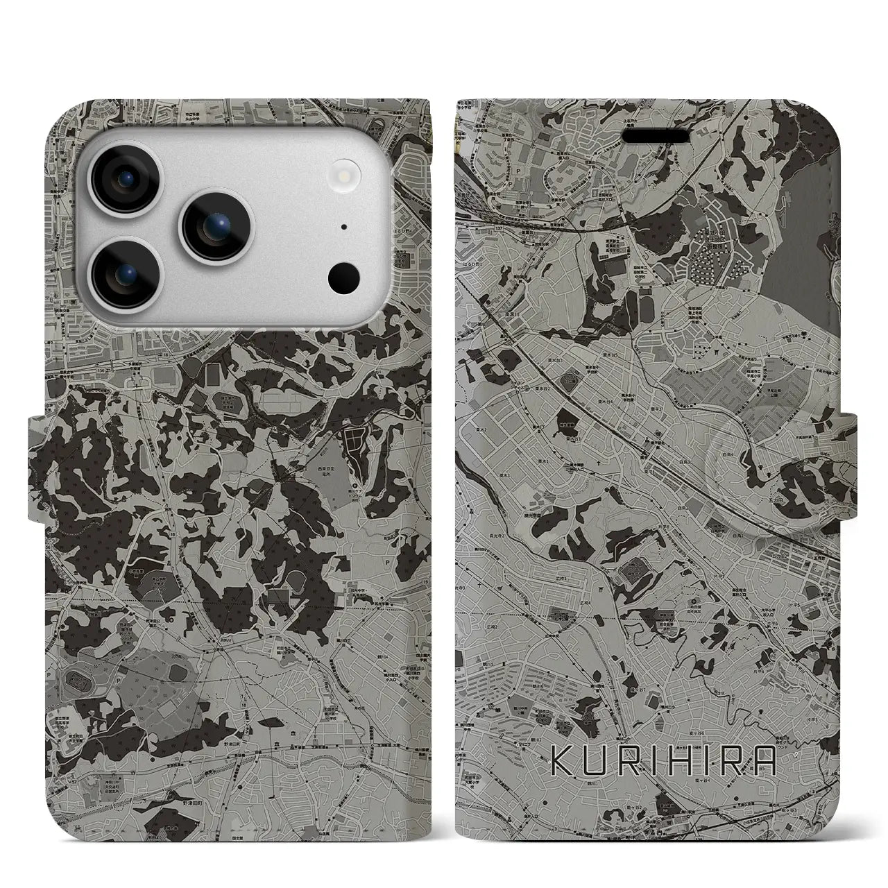 【栗平(神奈川県)】地図柄iPhoneケース(手帳タイプ)