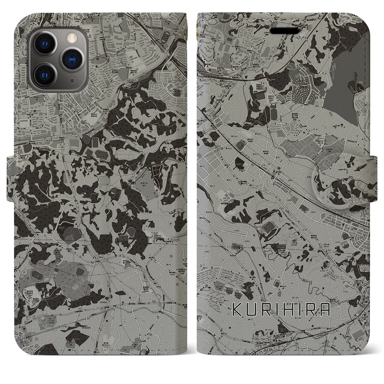 【栗平(神奈川県)】地図柄iPhoneケース(手帳タイプ)