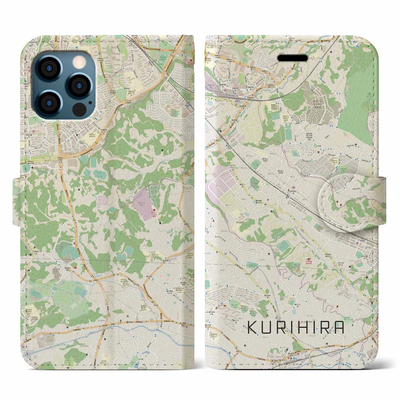 【栗平(神奈川県)】地図柄iPhoneケース(手帳タイプ)