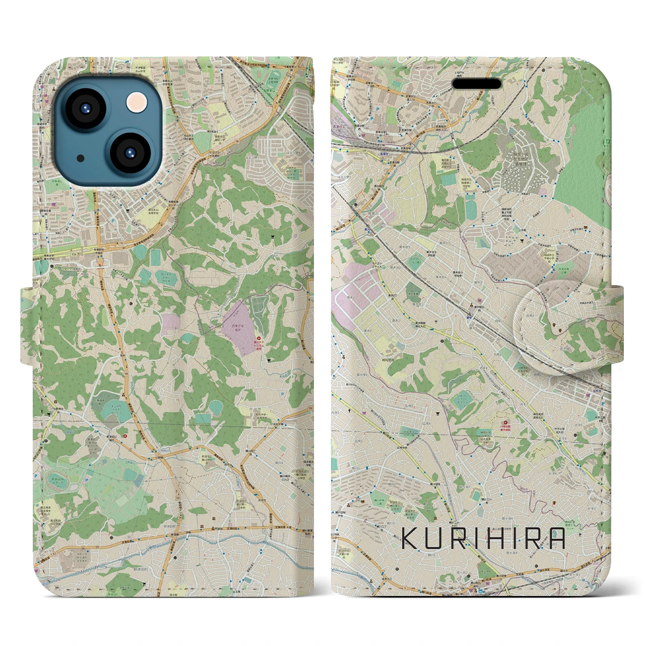 【栗平(神奈川県)】地図柄iPhoneケース(手帳タイプ)