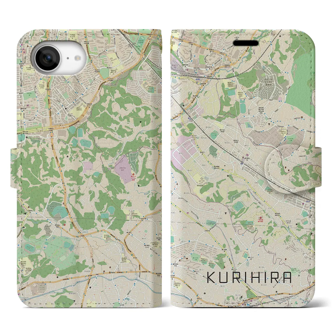 【栗平(神奈川県)】地図柄iPhoneケース(手帳タイプ)