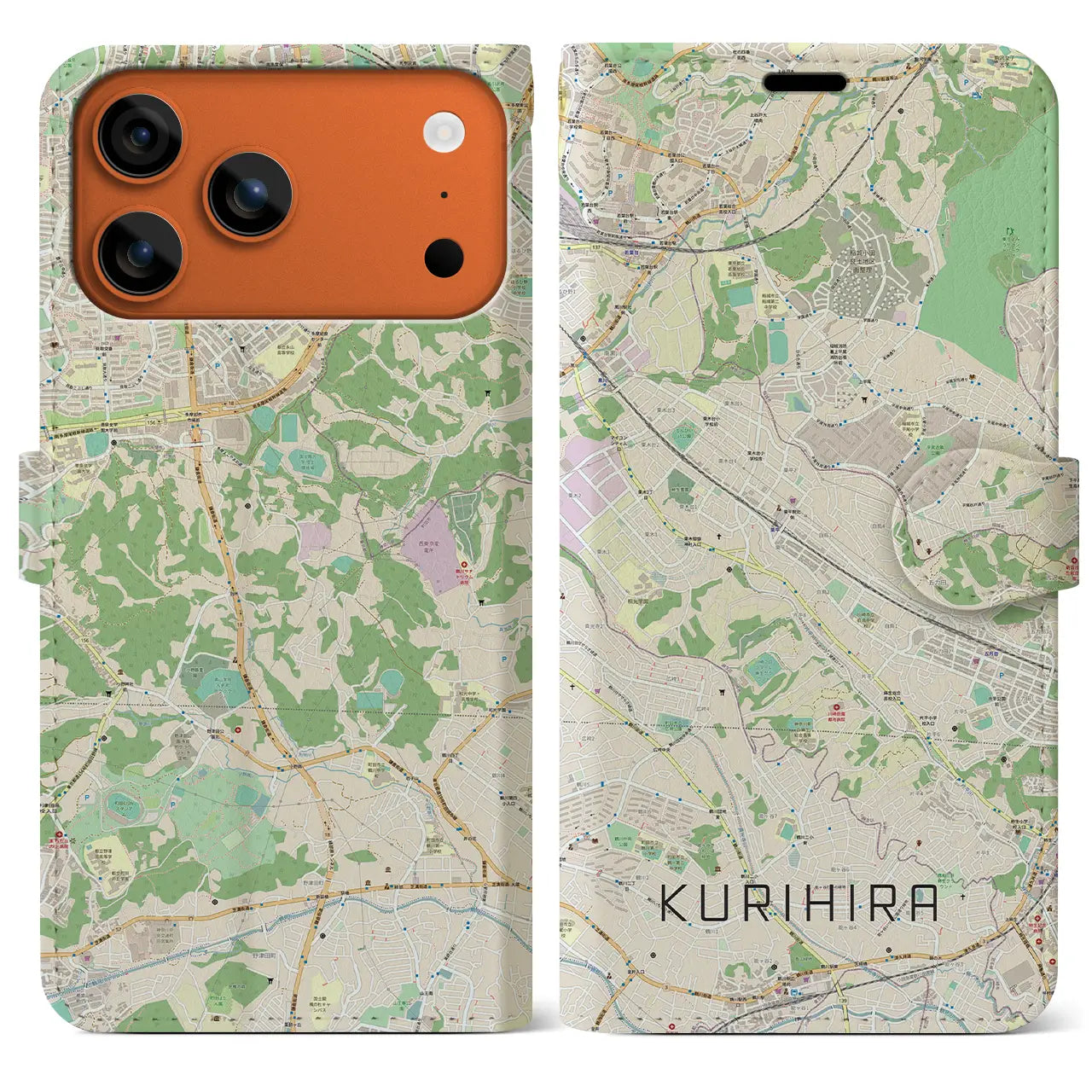 【栗平(神奈川県)】地図柄iPhoneケース(手帳タイプ)