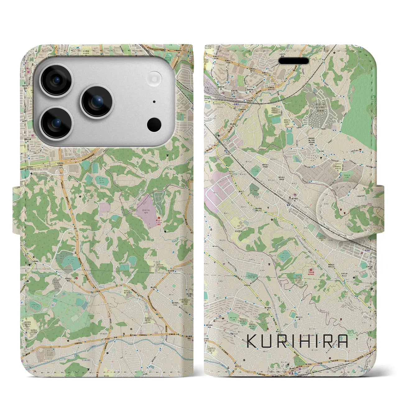 【栗平(神奈川県)】地図柄iPhoneケース(手帳タイプ)