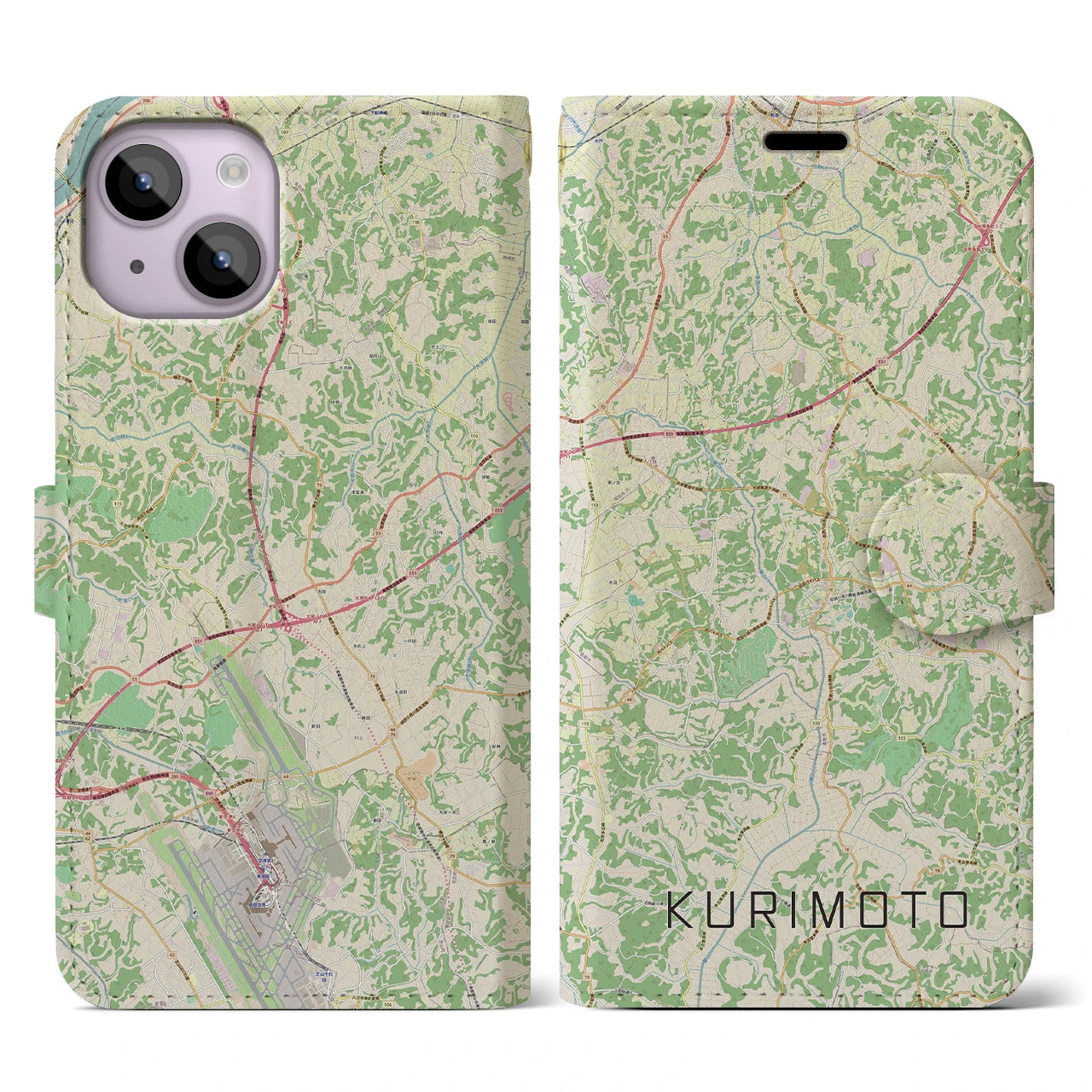 【栗源(千葉県)】地図柄iPhoneケース(手帳タイプ)