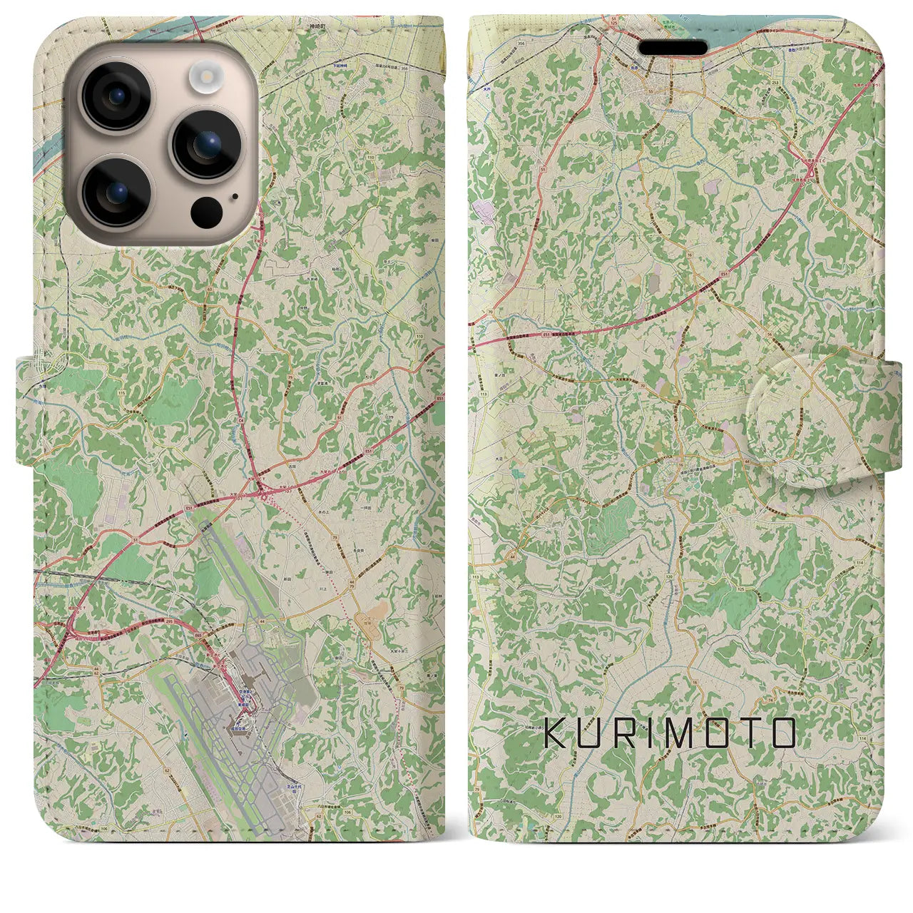 【栗源(千葉県)】地図柄iPhoneケース(手帳タイプ)